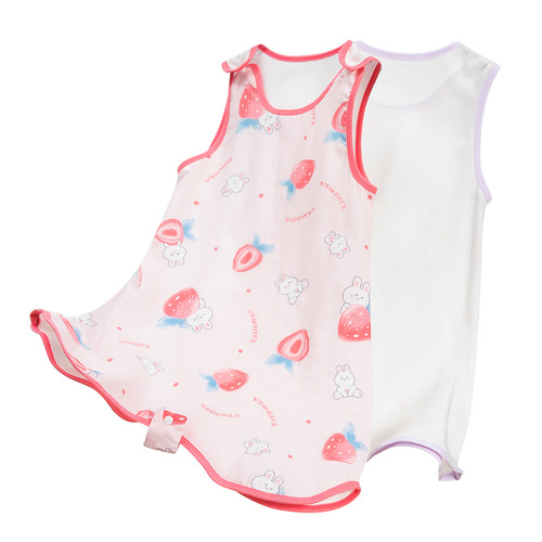  Baby Split Leg Sleeping Bag Summer Thin Baby Anti-Kick Quilt Antibacterial Cotton Gauze Children's Vest Sleeveless Pajamas
