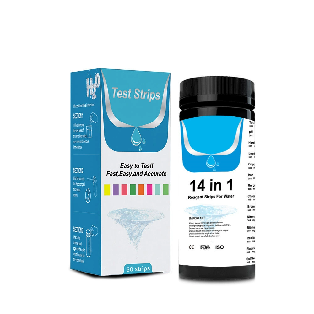 50 14-в-1 тест воды Бумага тест качества воды Бумага жесткость значение pH качество воды быстрый тест-полоска