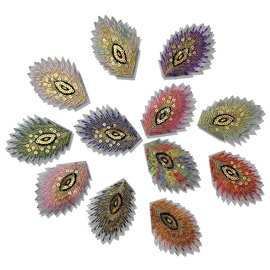 孔雀羽毛刺绣布贴演出服民族服旗袍国风配饰羽毛亮片补丁贴带背胶