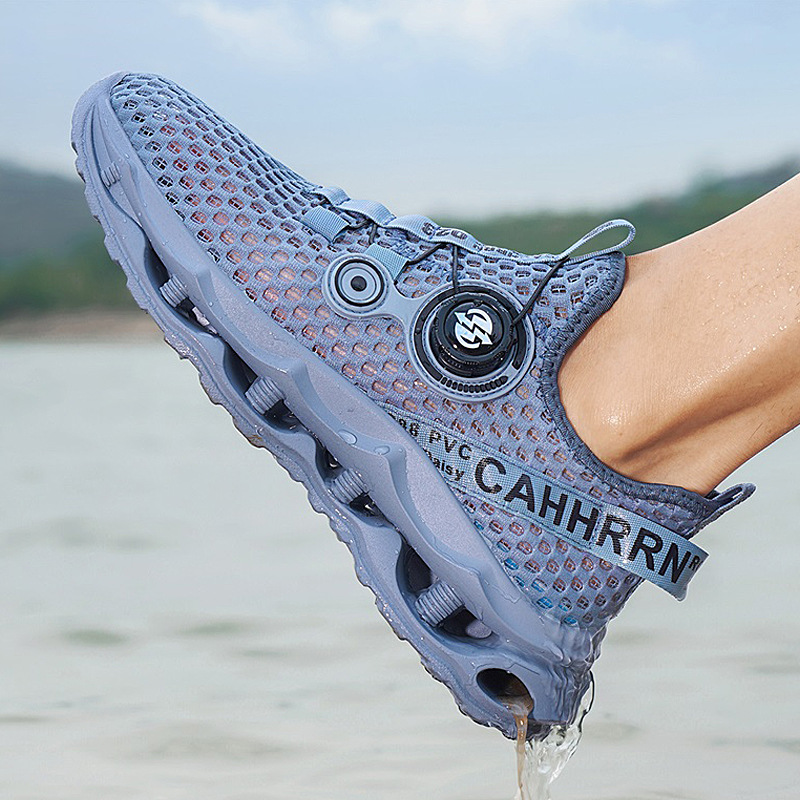 Zapatos deportivos transpirables sin cordones de malla personalizada con hebilla, zapatos perezosos casuales para hombres de todo fósforo de moda