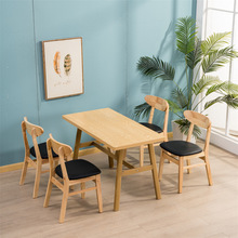 實木快餐桌椅現代簡約茶甜品西餐廳小吃店麻辣燙食堂餐桌椅組合