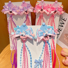 儿童超仙小马宝莉假发辫对夹甜美女童蝴蝶结发夹女孩小公主发夹