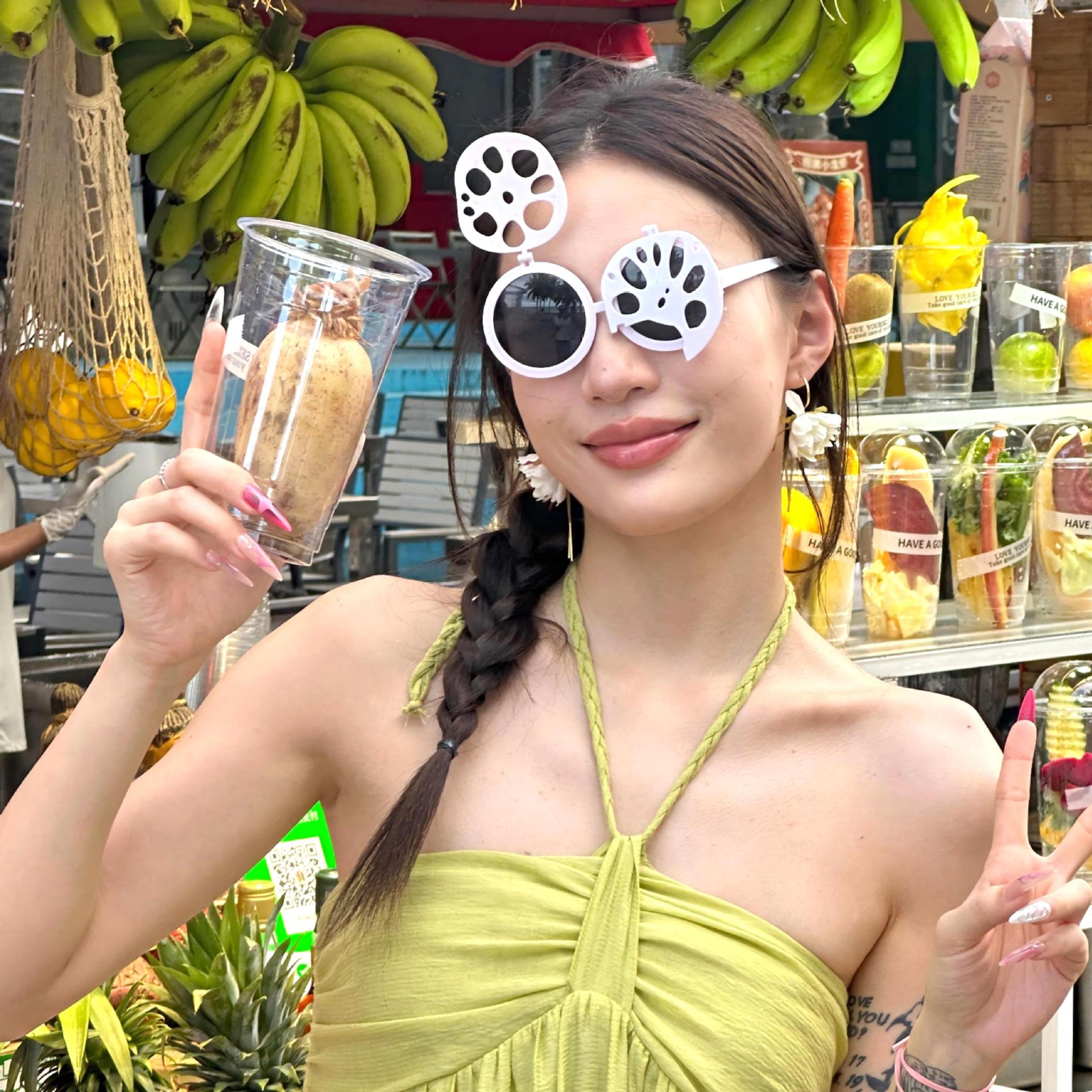 Gafas con Solapa de Raíz de Loto de ABS Decorativas para Fiestas y Fotografía