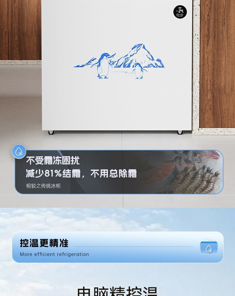 Dual-Temperature Dual-Door Freezer, Large-Capacity Household Dual-Use Freezer, Smart Freezer, First-Class Energy-Saving Car Refrigerator