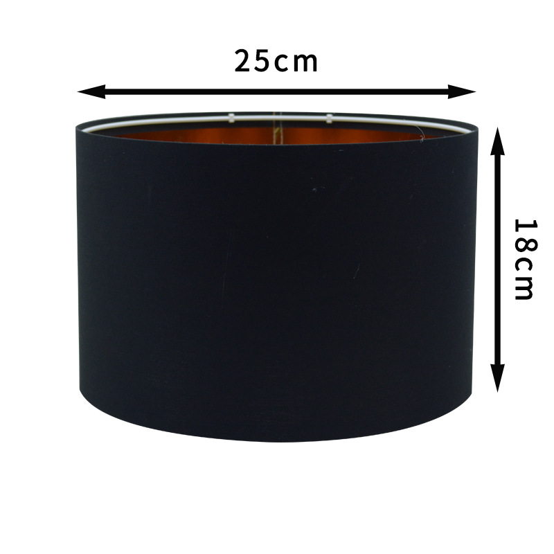 Transfronterizo E27 Redondo KD Desmontaje recto Tela TCC Exterior Negro Interior Oro Cubierta de PVC Lámpara de noche Lámpara de pared Lámpara de pie Pantalla