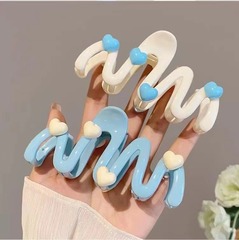 波浪爱心抓夹小女孩奶油系鲨鱼夹发夹儿童盘发抓夹女童后脑勺头饰