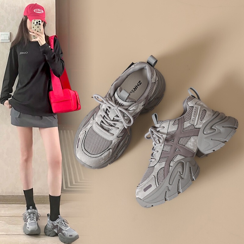 Zhr Versatile and Stylish Dad Shoes 2026 Summer New Model Lightweight Soft-Soled Ultra-Light Women's Sneakers Zhr Versatile and Stylish Dad Shoes 2026 Summer New Model Lightweight Soft-Soled Ultra-Light Women's Sneakers