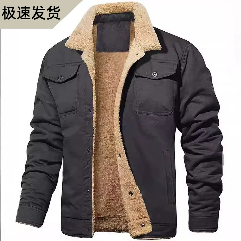 [Большое количество пятно] трансграничные осенние и зимние мужские куртки плюс бархатные хлопчатобумажные сюртуки повседневные куртки оптовая продажа