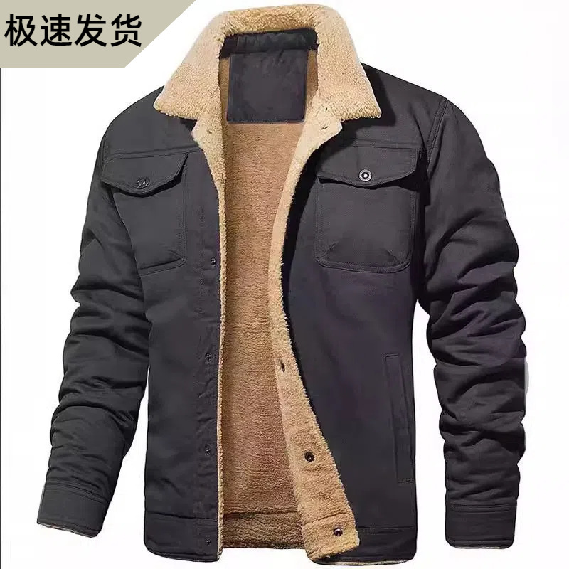 [Mass in stock] Cross-border autumn and winter men's jacket fleece-lined cotton frock casual jacket jacket factory wholesale