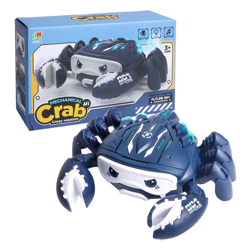 Transfronterizo niños eléctrico rueda universal cangrejo mecánico spray luz efecto de sonido arrastre cangrejo animal juguete eléctrico