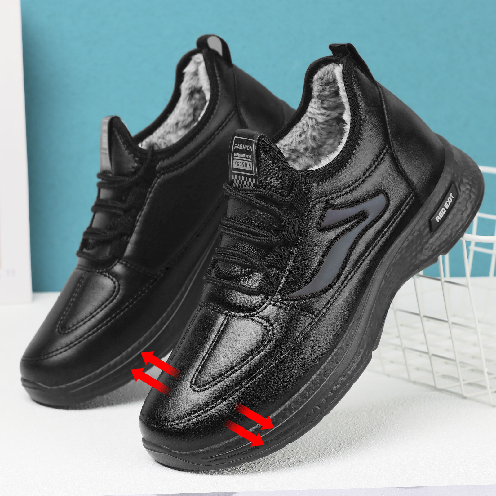Nuevas botas de invierno de algodón para hombre, calzado de exterior con forro polar y botas de nieve engrosadas, botines cálidos de talla grande, botas de poliuretano y algodón para exportación.