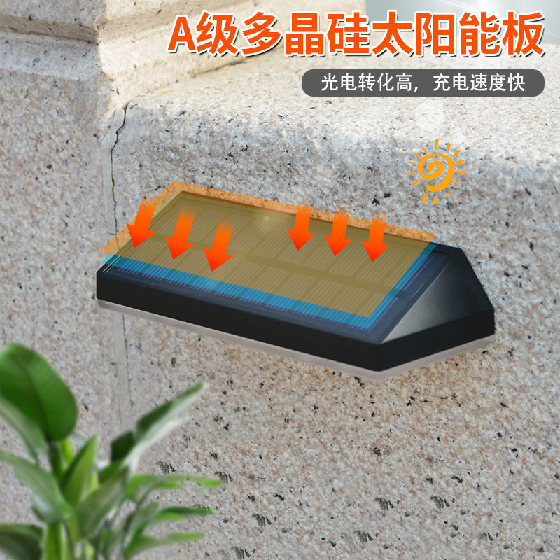 太阳能洗墙灯户外防水栏杆家用双头室外景观庭院彩灯农村照明壁灯|undefined