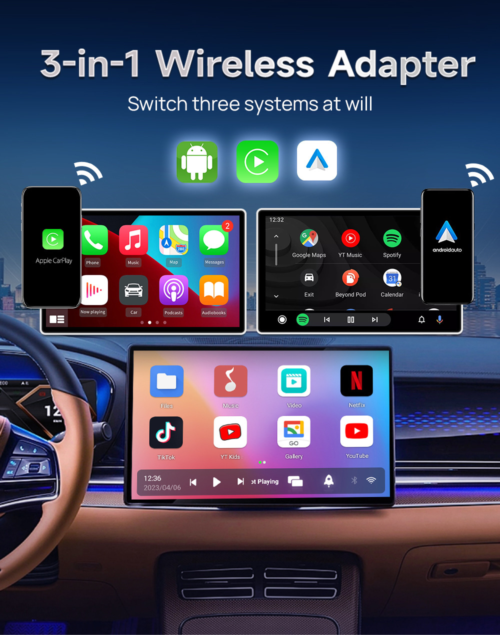 Cross-Border Original Car Carplay Wired to Wireless Adapter, In-Car Smart HDMI Output Car-Machine Connectivity Box