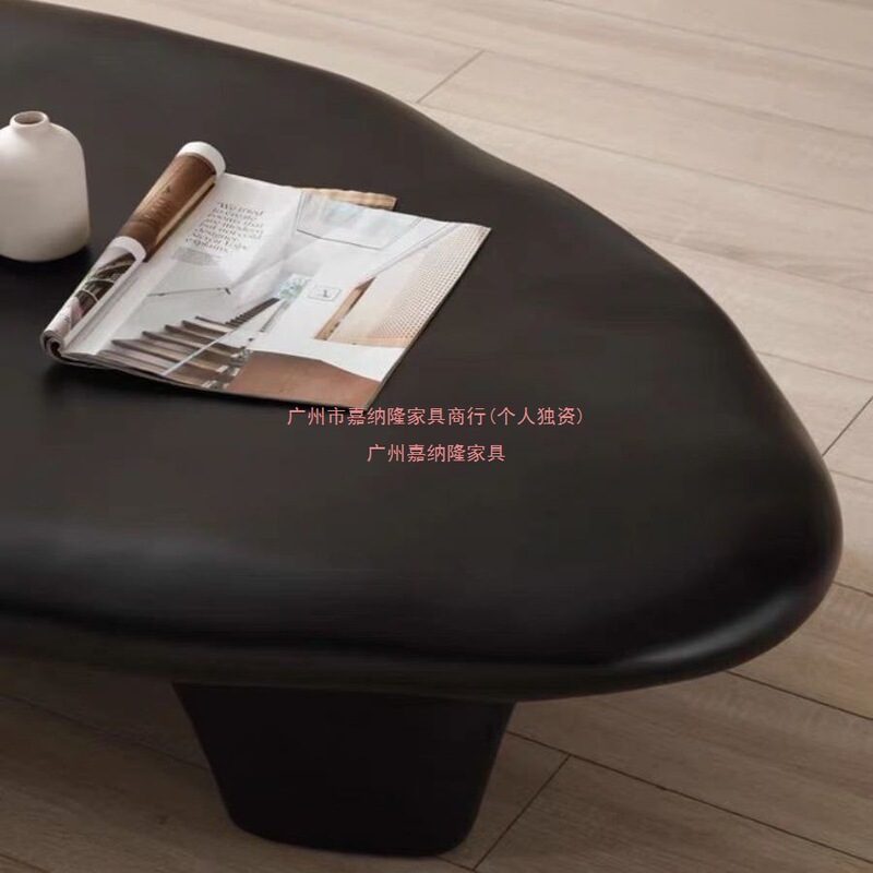 わびさびスタイルのインターネット有名人の小石コーヒーテーブル黒の小さなイタリアのミニマリストデザイナーリビングルームクリームスタイルのコーヒーテーブル|undefined