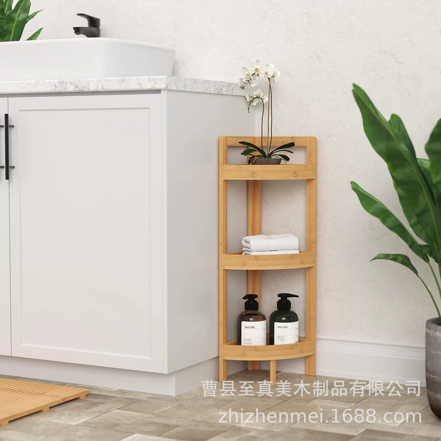 Угловая книжная полка для бытовой гостиной, угловая стеллаж для хранения в ванной комнате, деревянный треугольный стеллаж для хранения, трехслойный напольный