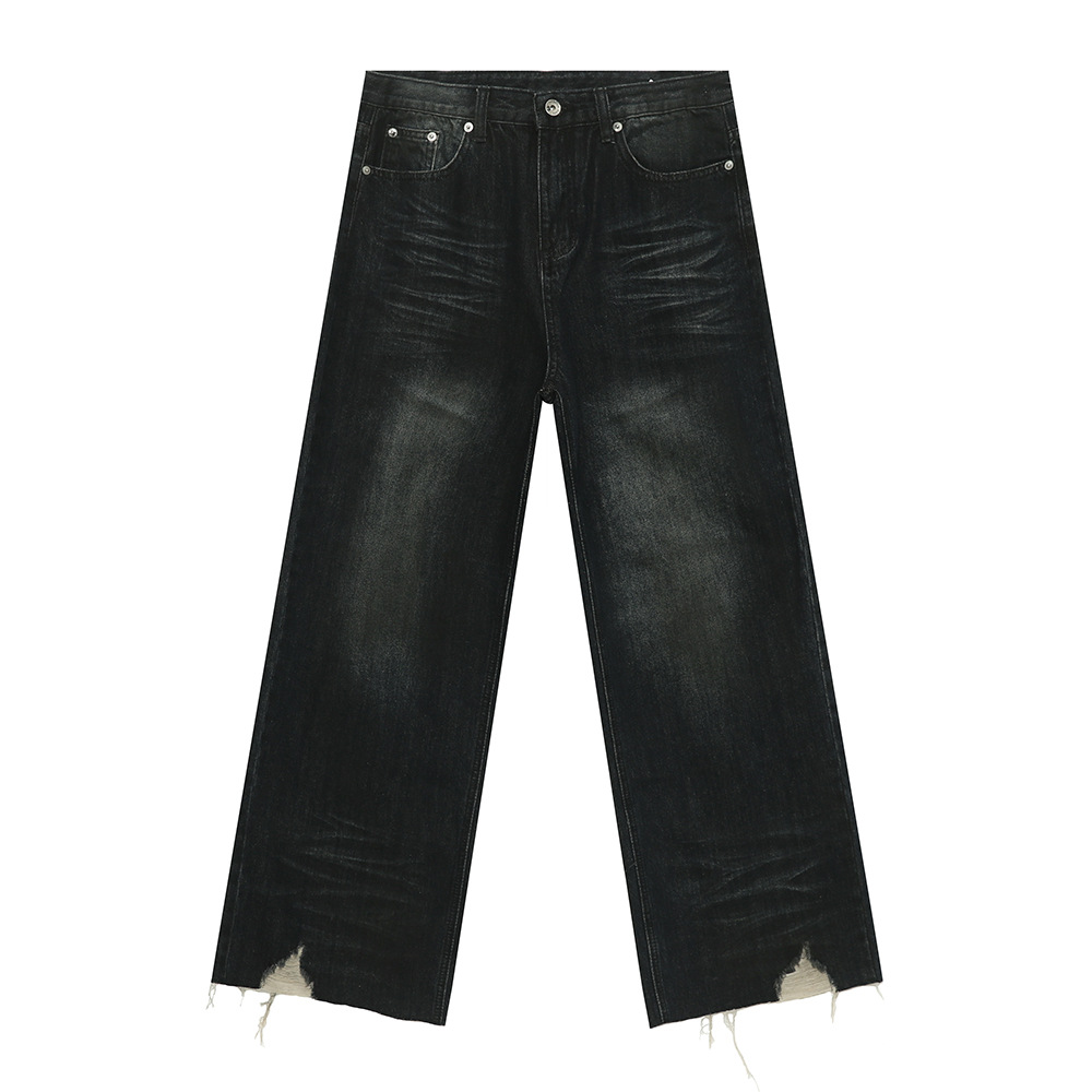 MTLCLOTHES Hombres| Otoño estilo americano vibe pantalonje irregular agujero diseño jeans recto