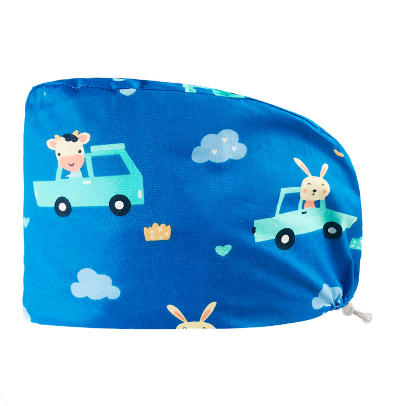 Pareja de dibujos animados lindo impreso puro algodón oral belleza médico tapa de trabajo tapa quirúrgica tapa de la enfermera de la sala de operaciones femenina