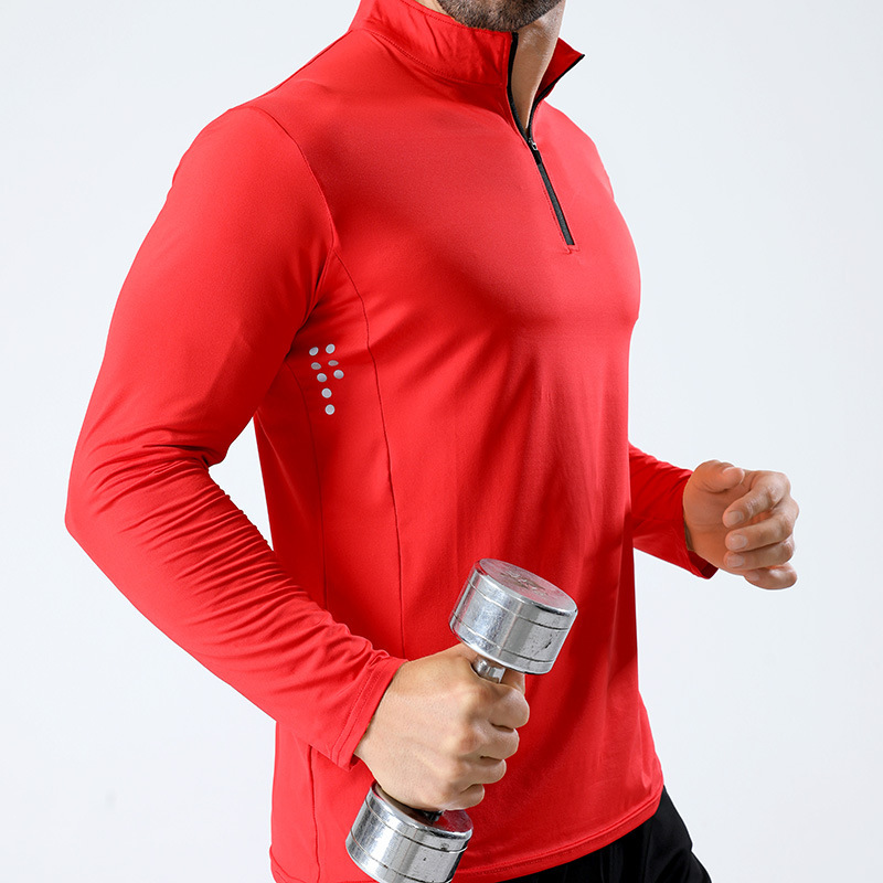 Demi-season elastic sports solid long-sleeve for leisure with zipper…
