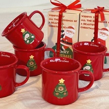 小众卡通陶瓷杯 复古磨损陶瓷马克杯子情侣款搪瓷家用水杯牛奶杯