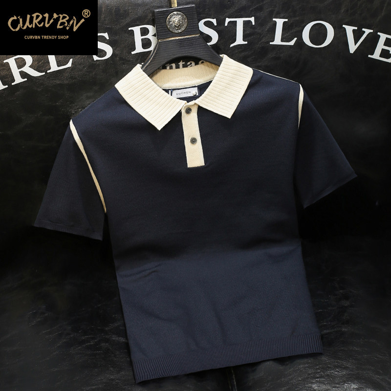 Polo camiseta de punto camiseta de manga corta camiseta de hombre paul línea tridimensional viejo qianfeng verano fábrica transfronteriza al por mayor