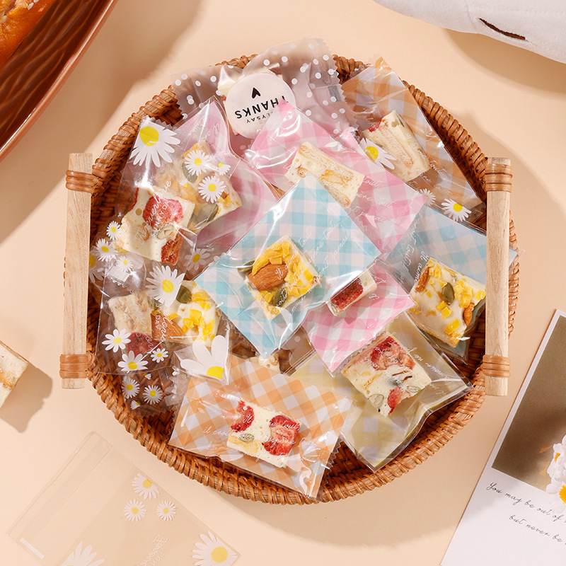 现货饼干袋简约糖果曲奇雪花酥袋奶枣实惠包装袋自粘袋小零食袋子