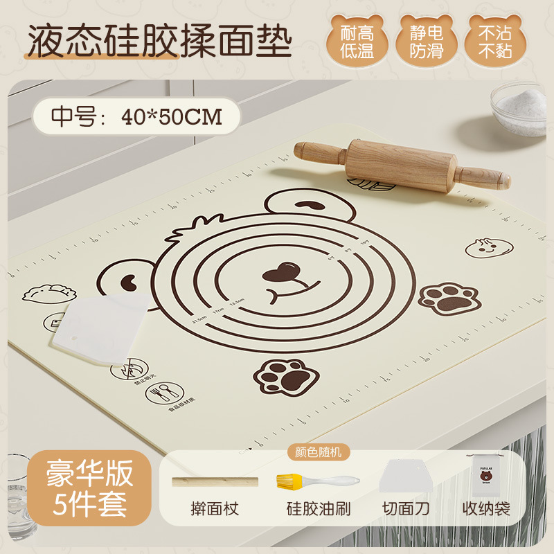 Nueva almohadilla para amasar de silicona de grado alimenticio, tabla de cortar para hornear en el hogar, almohadilla antideslizante de dibujos animados y almohadilla para fideos, fábrica al por mayor