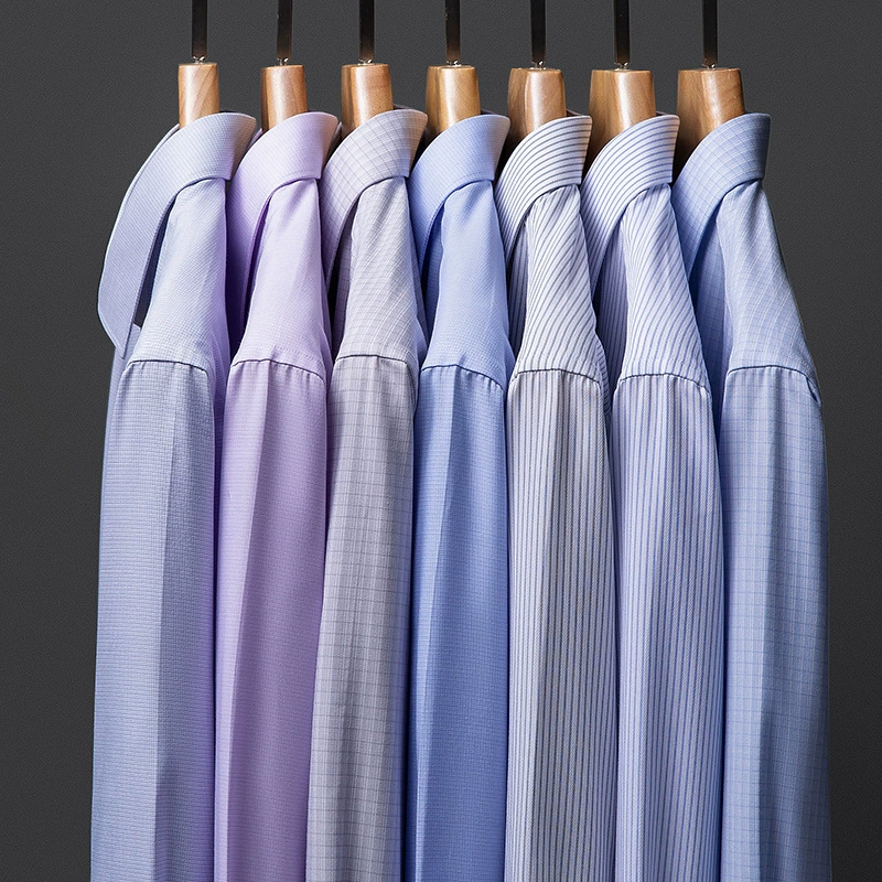 Новые весенне-осенние мужские рубашки с длинным рукавом, деловые повседневные рубашки с длинным рукавом, мужские рубашки из шелкового шелка без глажки