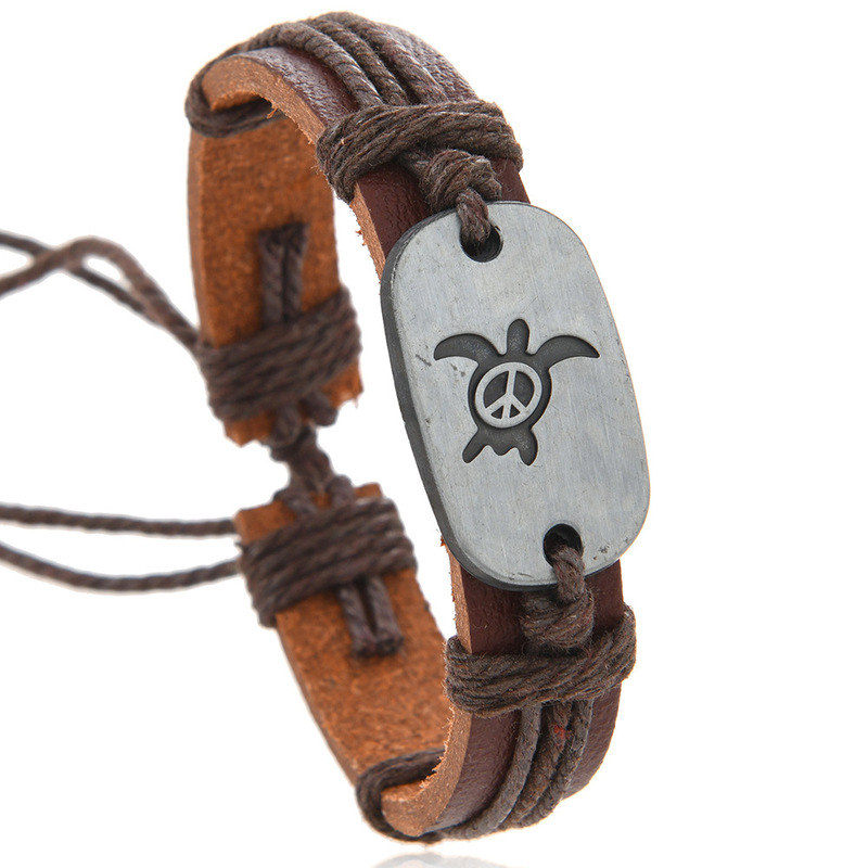 Factory Direct Sales Retro Woven Leather Bracelet Simple Trendy Turtle Pattern Beach Style Hemp Rope Bracelet Bracelet Factory Direct Sales Retro Woven Leather Bracelet Simple Trendy Turtle Pattern Beach Style Hemp Rope Bracelet Bracelet