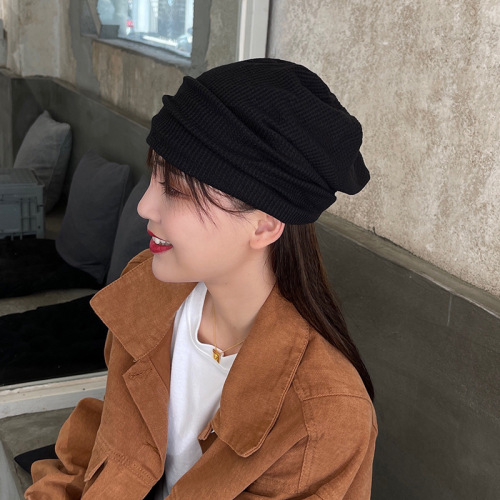 Autumn/Winter New Arrival Korean Style Solid Color Retro Viral Trendy Chunky Beanie Thin Cold Hat Couple Postpartum Hat for Girls and Boys