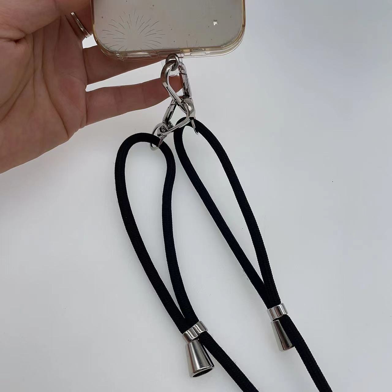 6mm手机背带绳双扣双金属可调节彩色斜挎手机绳  透明垫片涤纶挂