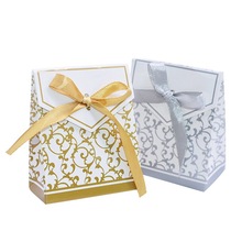 10Pcs Gold Silver Paper Candy Box Gift Bag Wedding Gift羳