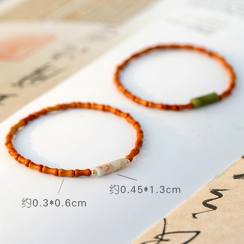 Ancient style olive stone cultural toy bracelet, high-end Mori girl bracelet, string bracelet, ethnic style jewelry, hand jewelry, internet celebrity