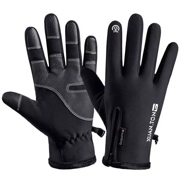 Flip switch winter gloves fleece-lined touch screen warm non-slip riding outdoor waterproof windproof electric bicycle
