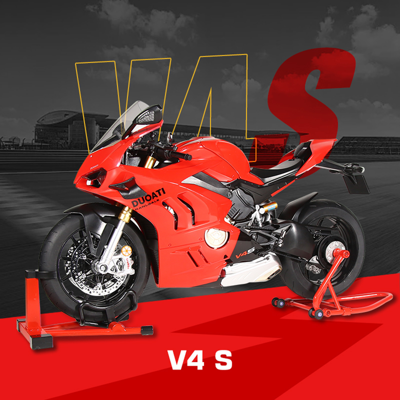 1:6 Ducati V4S versión en aerosol modelo de motocicleta de aleación simulación de sonido decoración de carreras de coches niño juguete regalo