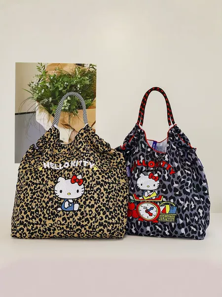 Leopard Print Embroidered Nylon Bag, Eco-Friendly Tote Bag, Large Capacity Waterproof Commuter Handbag, Fashionable Versatile Shoulder Bag for Women