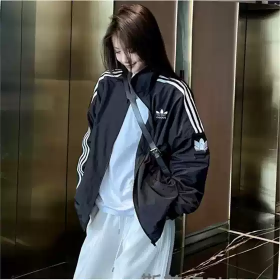 Classic Embroidered Trefoil Stand Collar Track Jacket Unisex Couple's Casual Sports Outerwear All-Match for Spring Summer Autumn