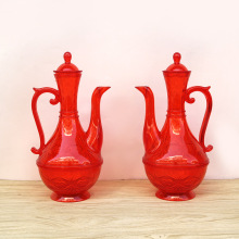 结婚塑料红色酒壶酒具 敬酒婚庆壶供奉祭祀台佛堂摆件批发
