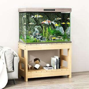 Solid Wood Thickened Fish Tank Shelf Fish Tank Base Storage Rack Load-Bearing Double-Layer Shelf Grass Tank Wooden Shelf Fish Tank Mengyu