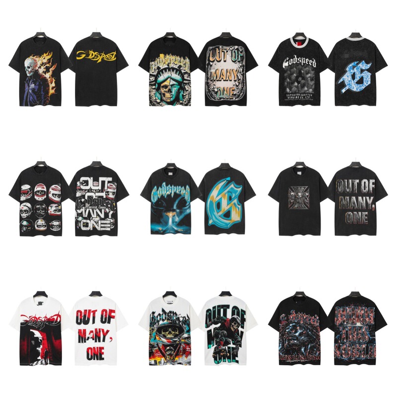 Cross-border 26Godspeed American fashion street retro washed distressed skull print loose short-sleeve unisex T-shirt rock style Cross-border 26Godspeed American fashion street retro washed distressed skull print loose short-sleeve unisex T-shirt rock style