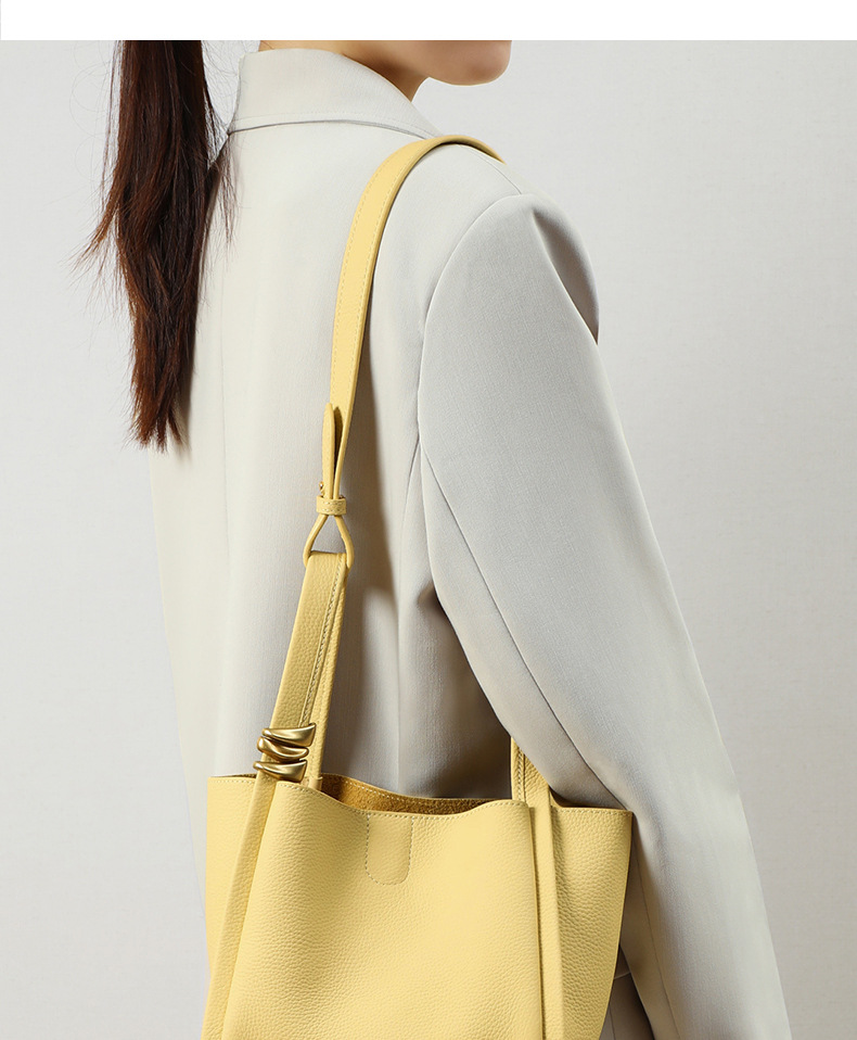 Women’s Bags this year's popular new style versatile bucket bag, niche designer genuine leather hand held vegetable basket_voghion.com