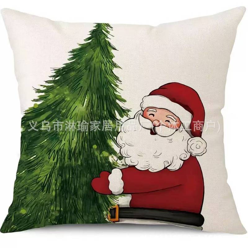 クロスボーダークリスマス枕感謝祭リネンショートぬいぐるみピーチスキンプリントクッション背もたれクリスマス枕カバー|undefined