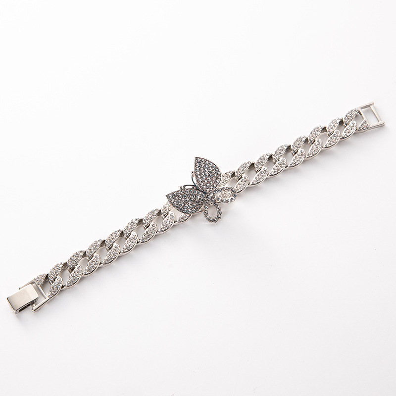 Cadena cubana de clavícula con incrustaciones de diamantes de 15 mm, estilo hip-hop europeo y americano, para mujer, pulsera hip-hop, CubanChai