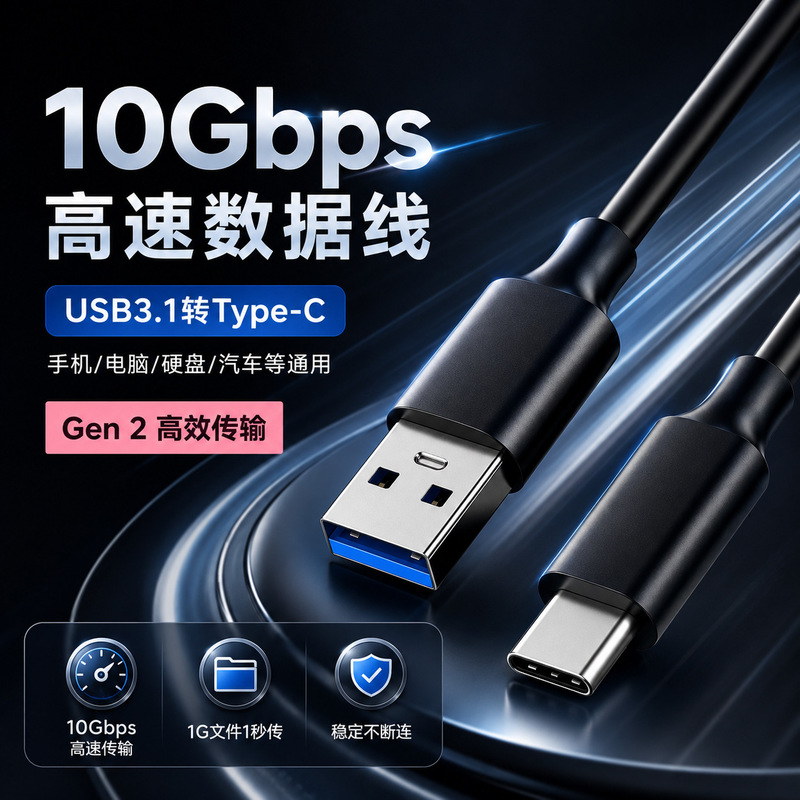 Type-C Data Cable Usb3.2 to Typec Transmission Cable 10Gbps Hard Drive Cable Car-Mounted 3A60Wpd Fast Charging Cable Type-C Data Cable Usb3.2 to Typec Transmission Cable 10Gbps Hard Drive Cable Car-Mounted 3A60Wpd Fast Charging Cable