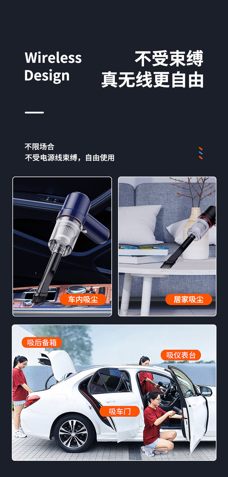 Car Vacuum Cleaner Super Powerful Suction Car Dedicated Wireless Handheld Small Portable Vacuum Cleaner Suction and Blowing Integrated