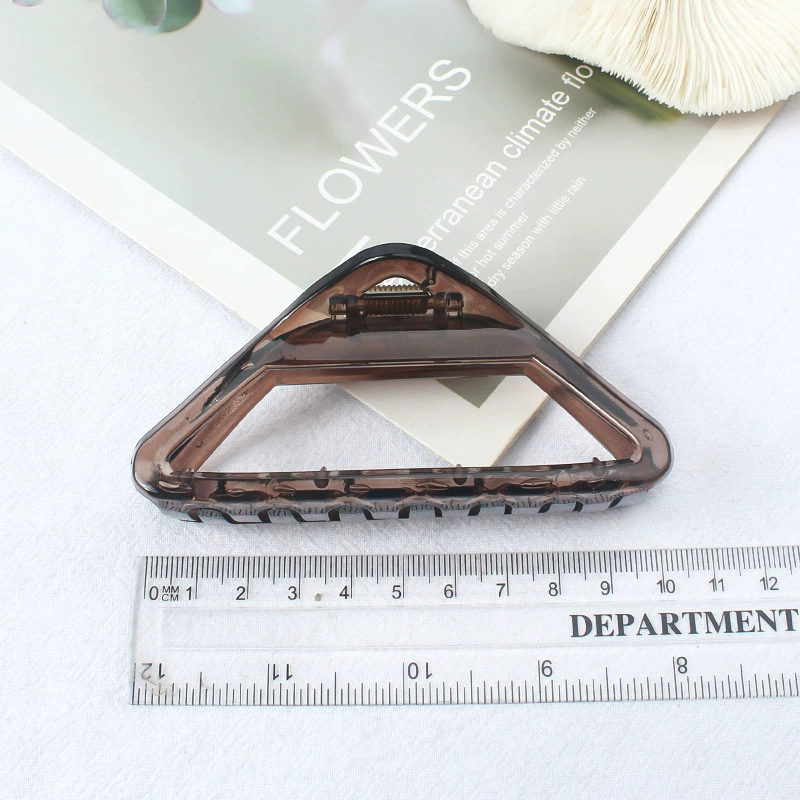 Large hair claw clip, universal shark hairgrip, dark brown, simple elegant design