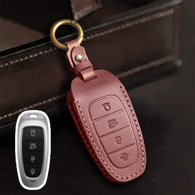 case STARIA/SONATA SONATA leather – Car key bag - brown-4-key-return