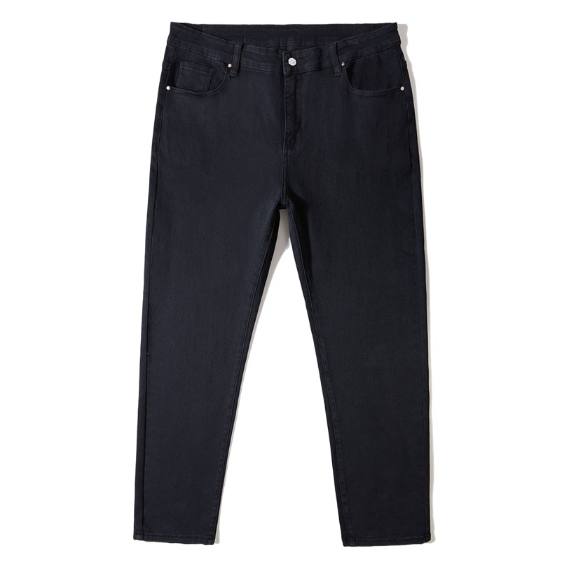 670 | Plus size men's spring and summer new casual black jeans loose fat versatile stretch straight trousers men