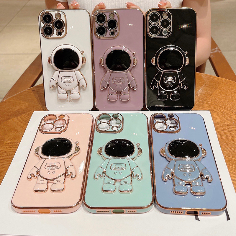 Suitable for Apple 11 12 17Promax 13 XS Straight Edge Electroplated Case 14 Astronaut Creative Phone Protective Case Suitable for Apple 11 12 17Promax 13 XS Straight Edge Electroplated Case 14 Astronaut Creative Phone Protective Case