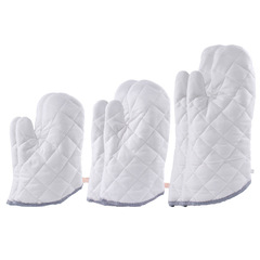 Insulated gloves thickened microwave oven baking anti-scalding white cotton high temperature resistant insulated large, medium and small gloves