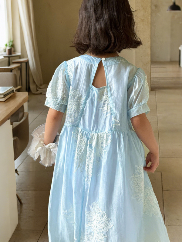 チュチュ象女の子ドレス 2025 新しい子供の夏服中国風の夏のロングスカート中大子供プリンセススカート|undefined